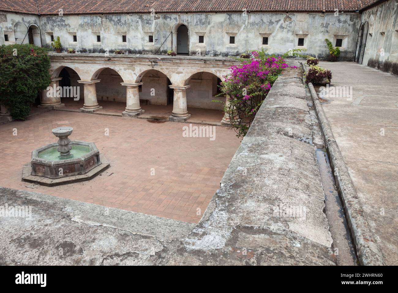 Antigua, Guatemala. Courtyard and Fountain of Capuchinas Convent, Built ...