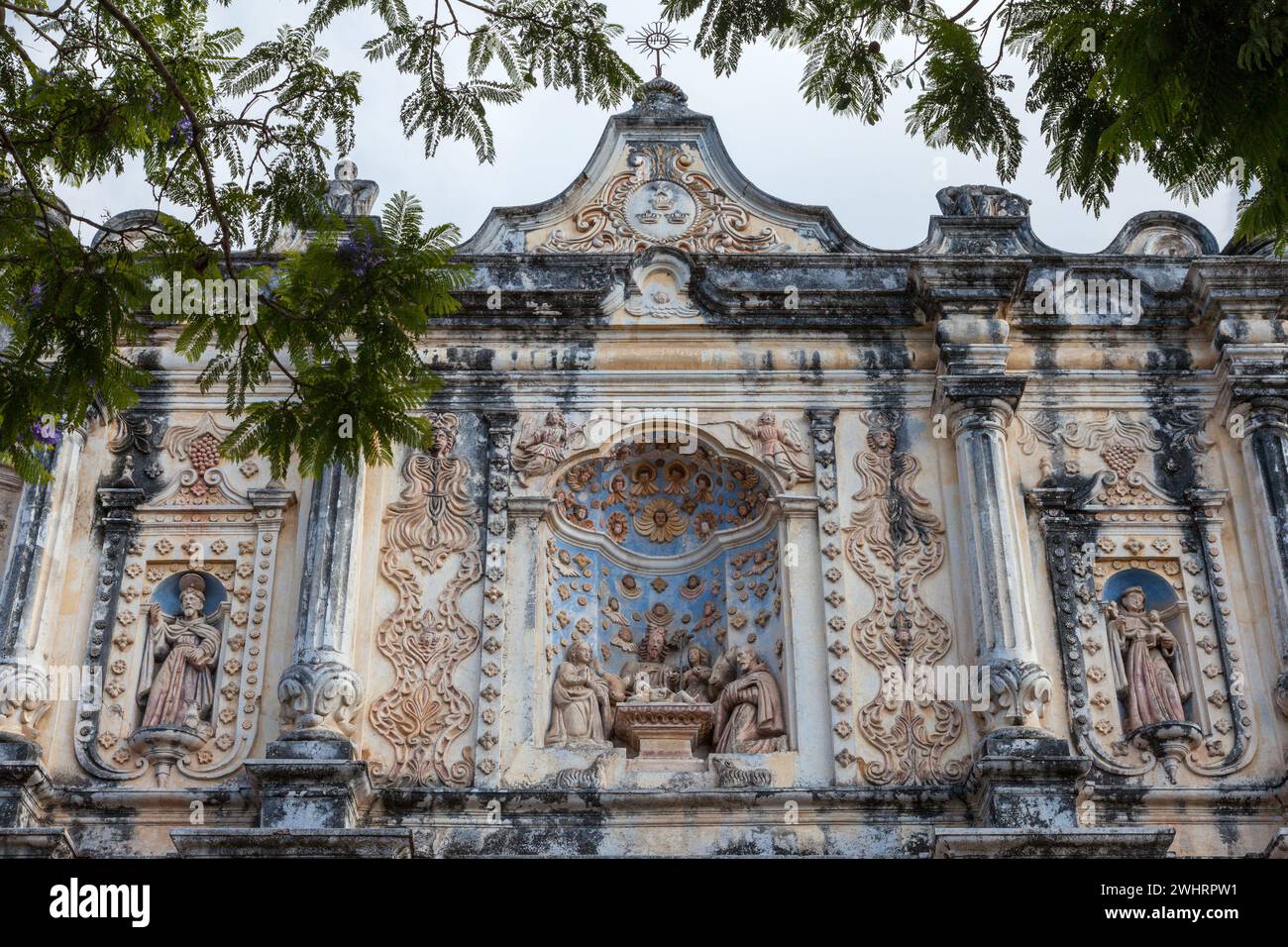 Antigua, Guatemala.  Facade of El Belen Church, 17th. Century. Stock Photo