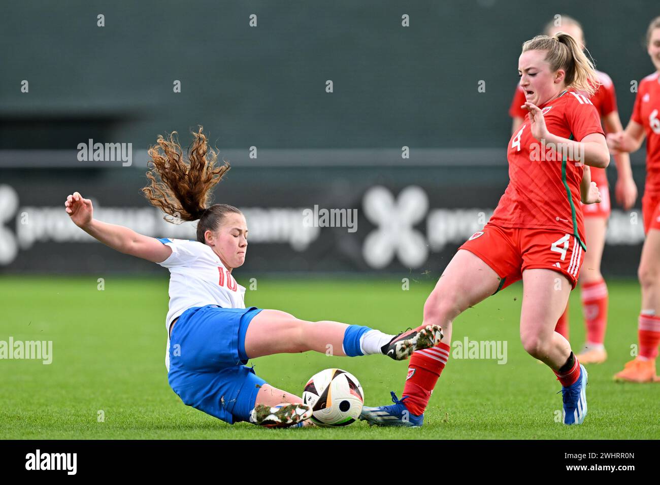 Lucie Kroupova (10) of Czechia pictured fighting for the ball with Casi