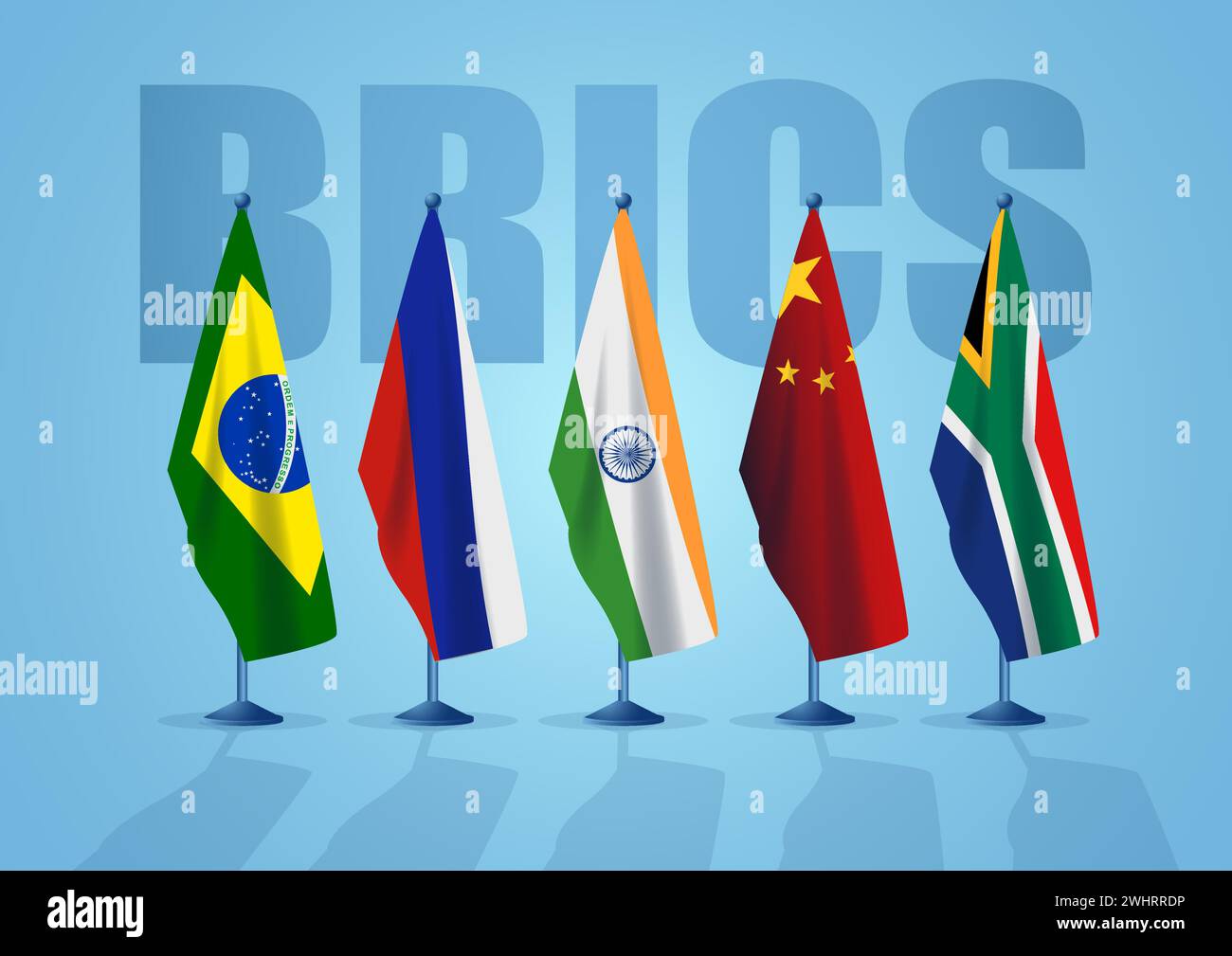 Vector illustration of flags of the BRICS countries Stock Vector