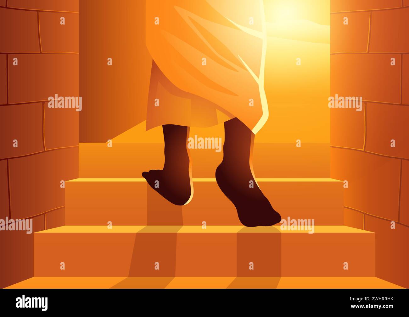 Biblical vector illustration series, Jesus stepped out of the tomb Stock Vector
