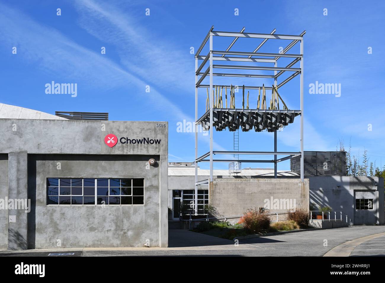 CULVER CITY, CALIFORNIA - 28 JAN 2024: Chow Now headquarters in Hayde Tract with the Cactus Tower. Stock Photo