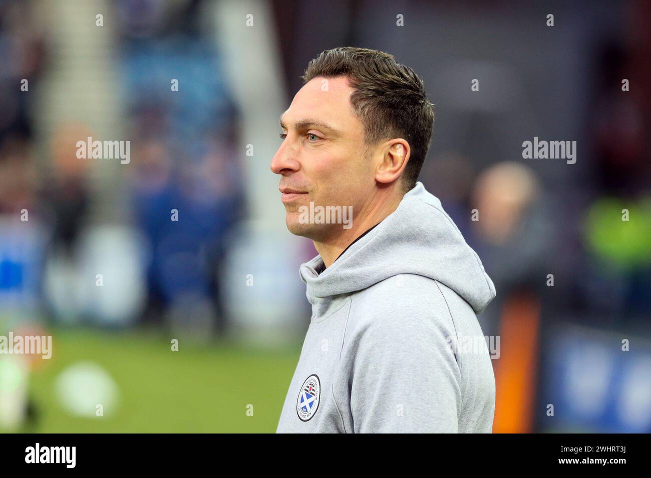 Scott Brown, manager of Ayr United football club, watching the team