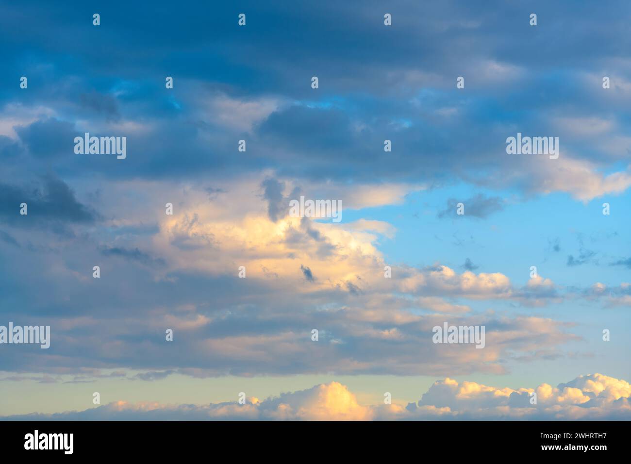 Beautilful nature sky with clouds. Morning dawn scene. Design element or graphic resource with nobody, Stock Photo