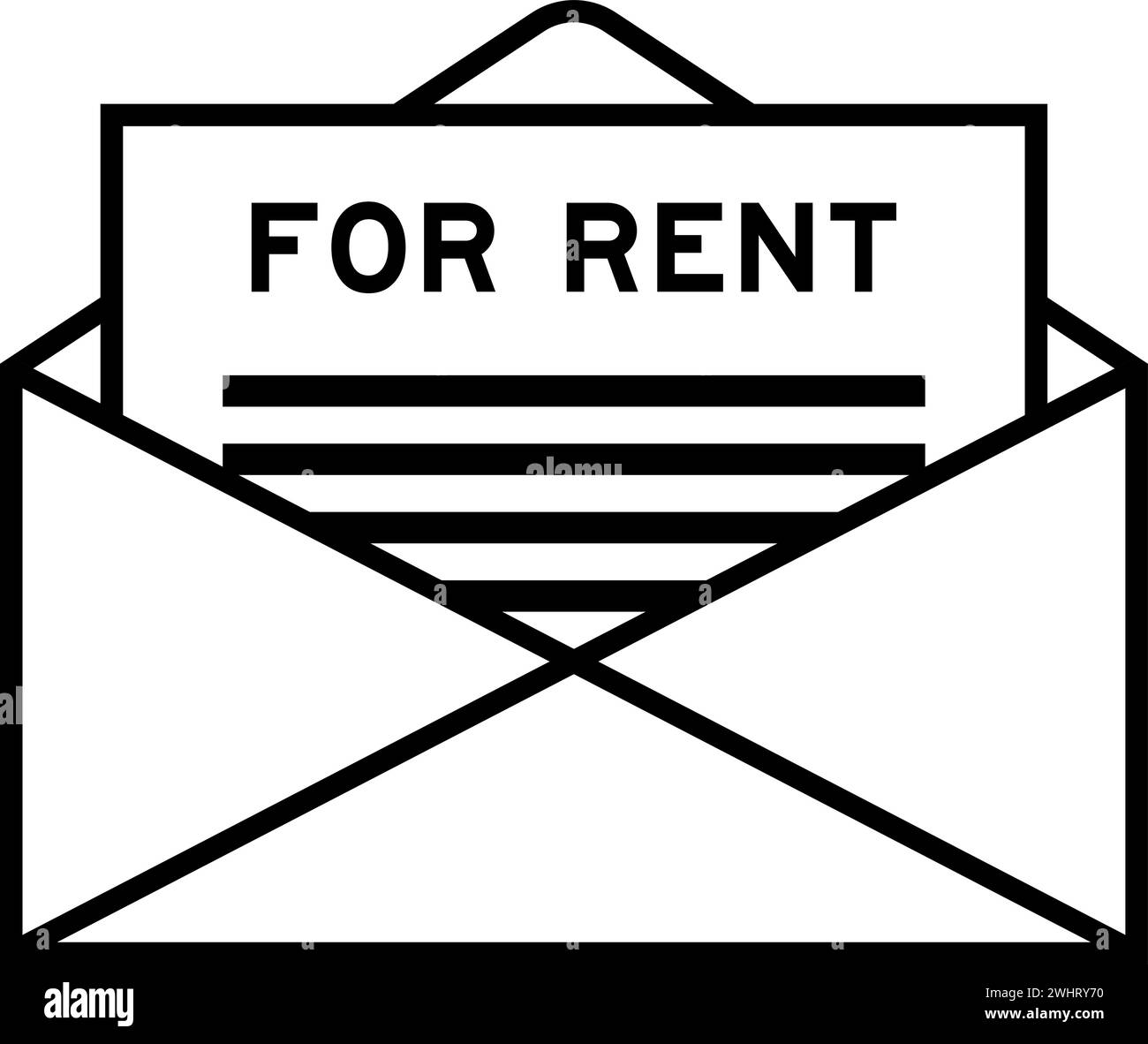 Envelope and letter sign with word for rent as the headline Stock Vector