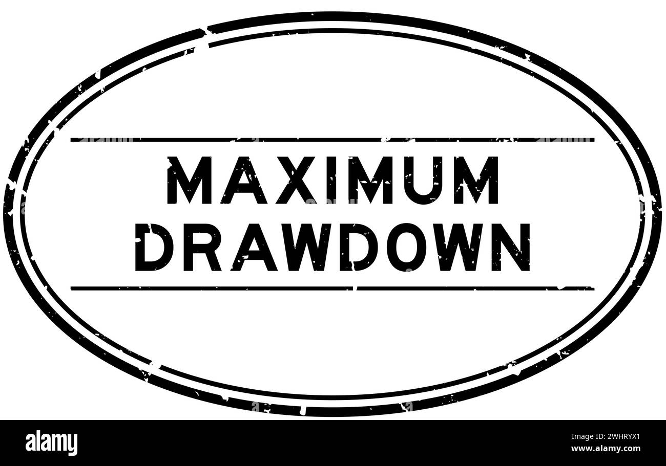 Grunge black maximum drawdown word oval rubber seal stamp on white background Stock Vector