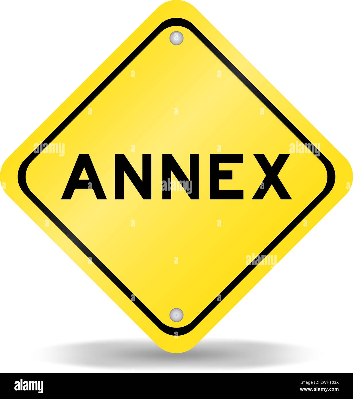 Yellow color transportation sign with word annex on white background