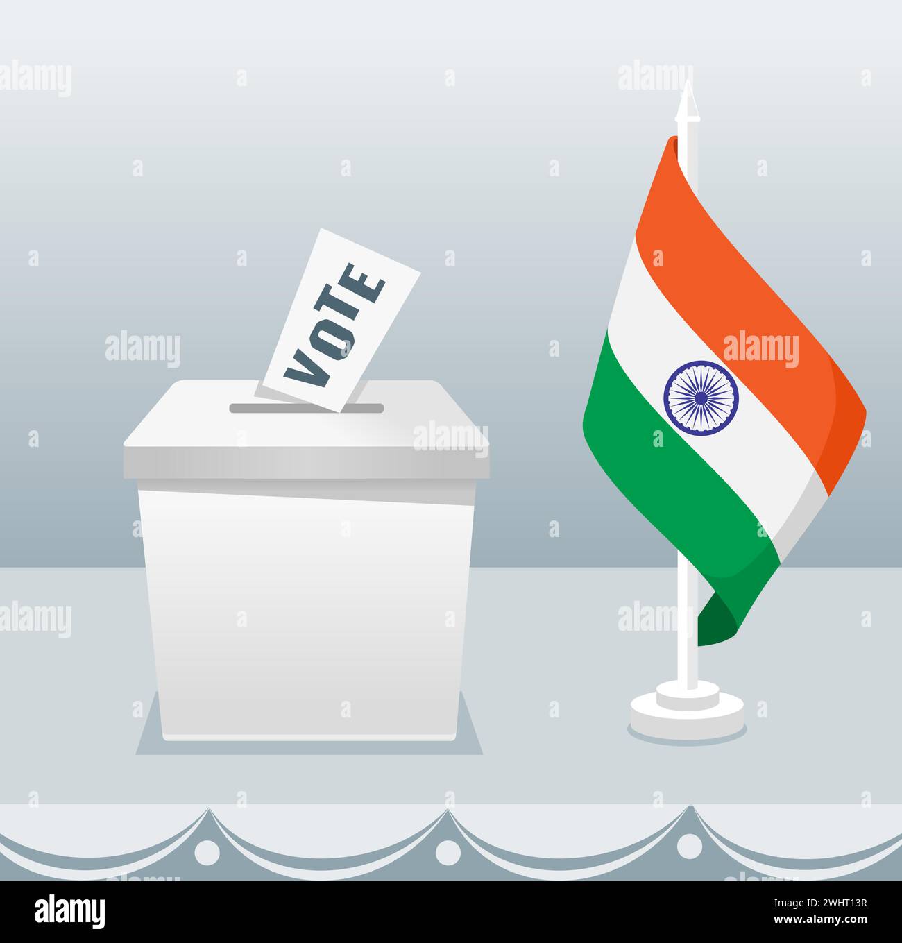India Election Box with Vote Paper and Table Flag for India General Election Stock Vector