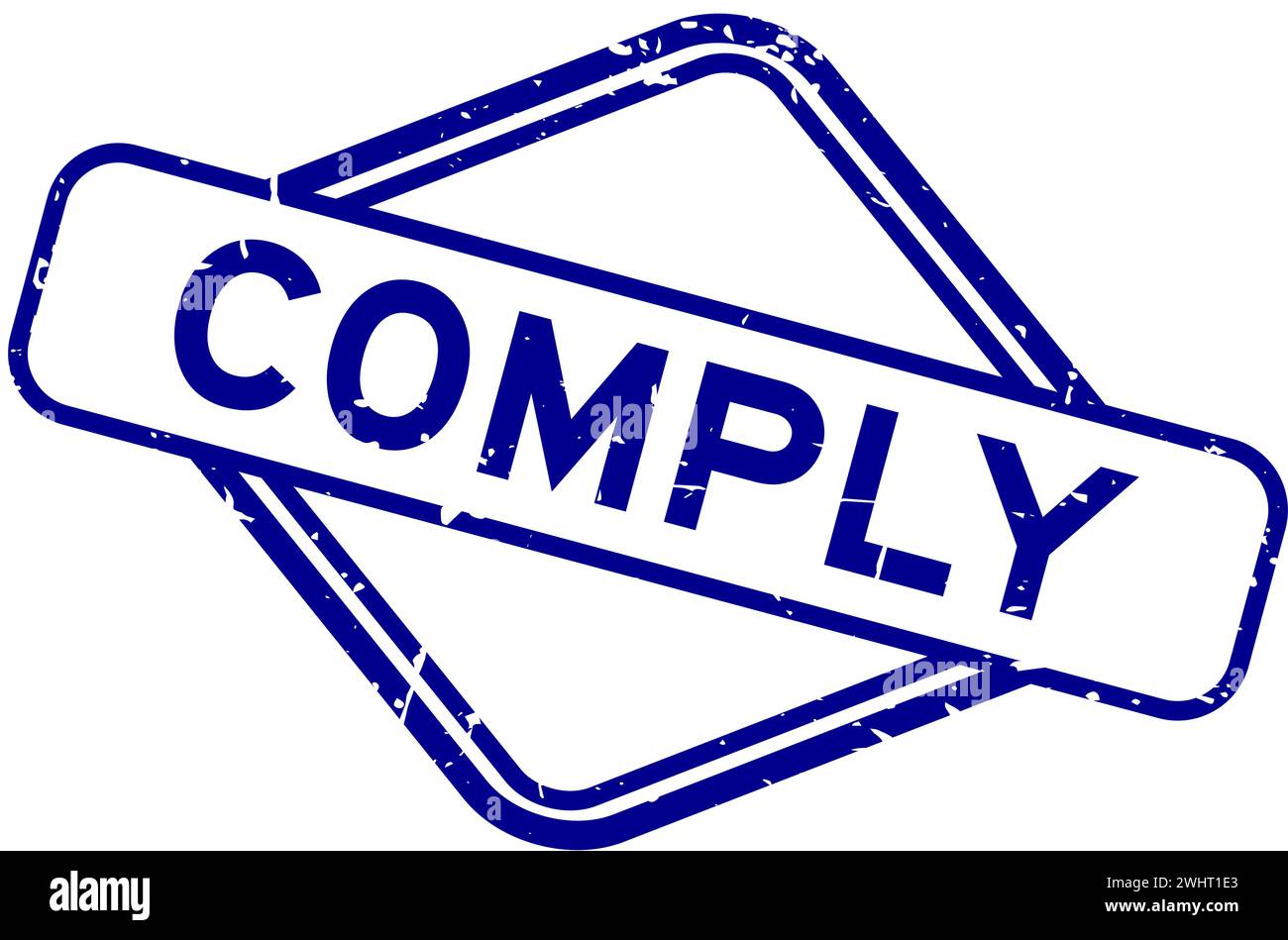 Grunge blue comply word rubber seal stamp on white background Stock