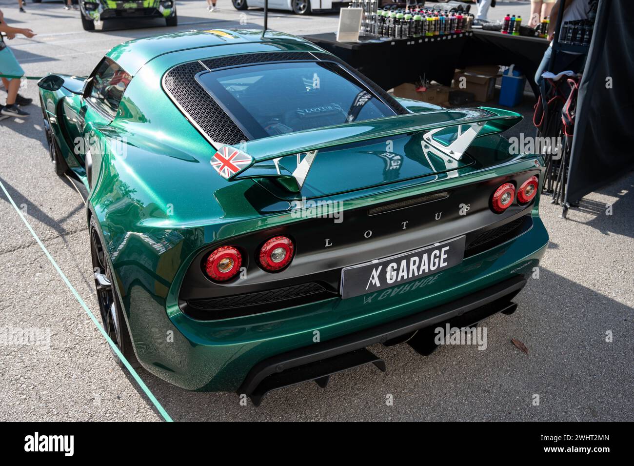 Rear view of a spectacular British green Lotus Exige Stock Photo