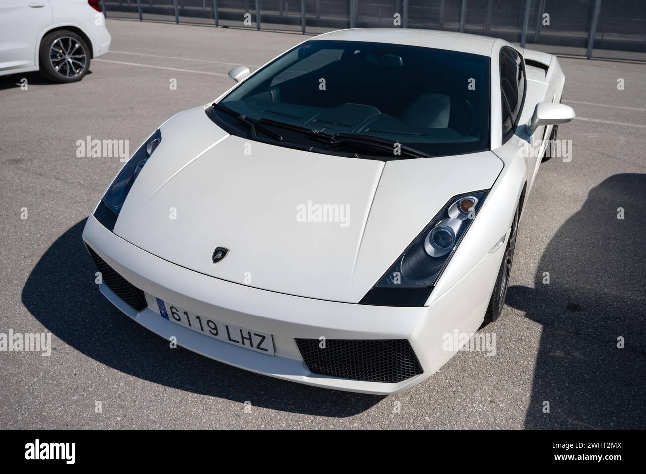 Front view of pearl white Lamborghini Gallardo Italian supercar Stock Photo