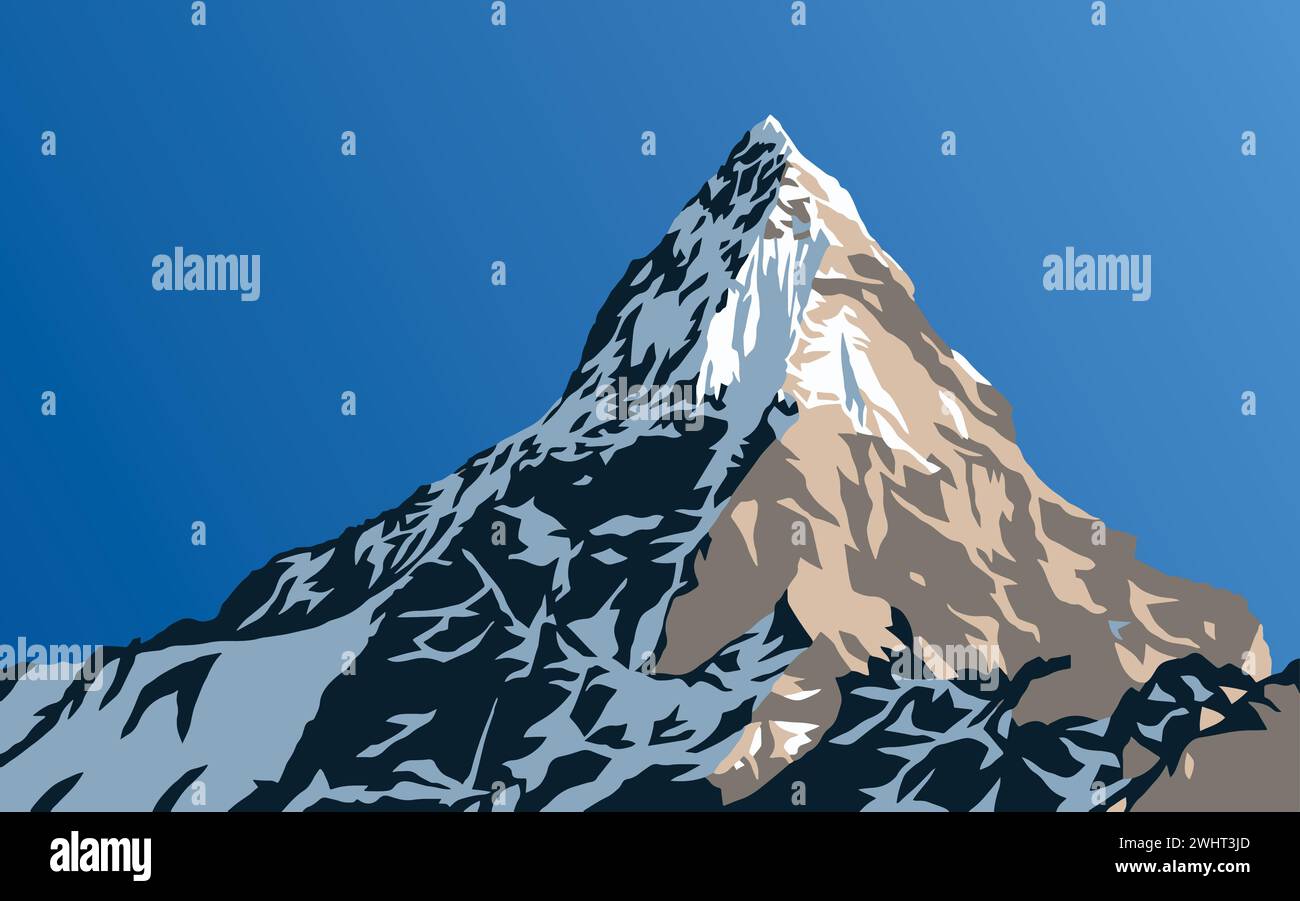 Mountain vector illustration, Himalayas mountains, beautiful peak, mount Everest Stock Vector