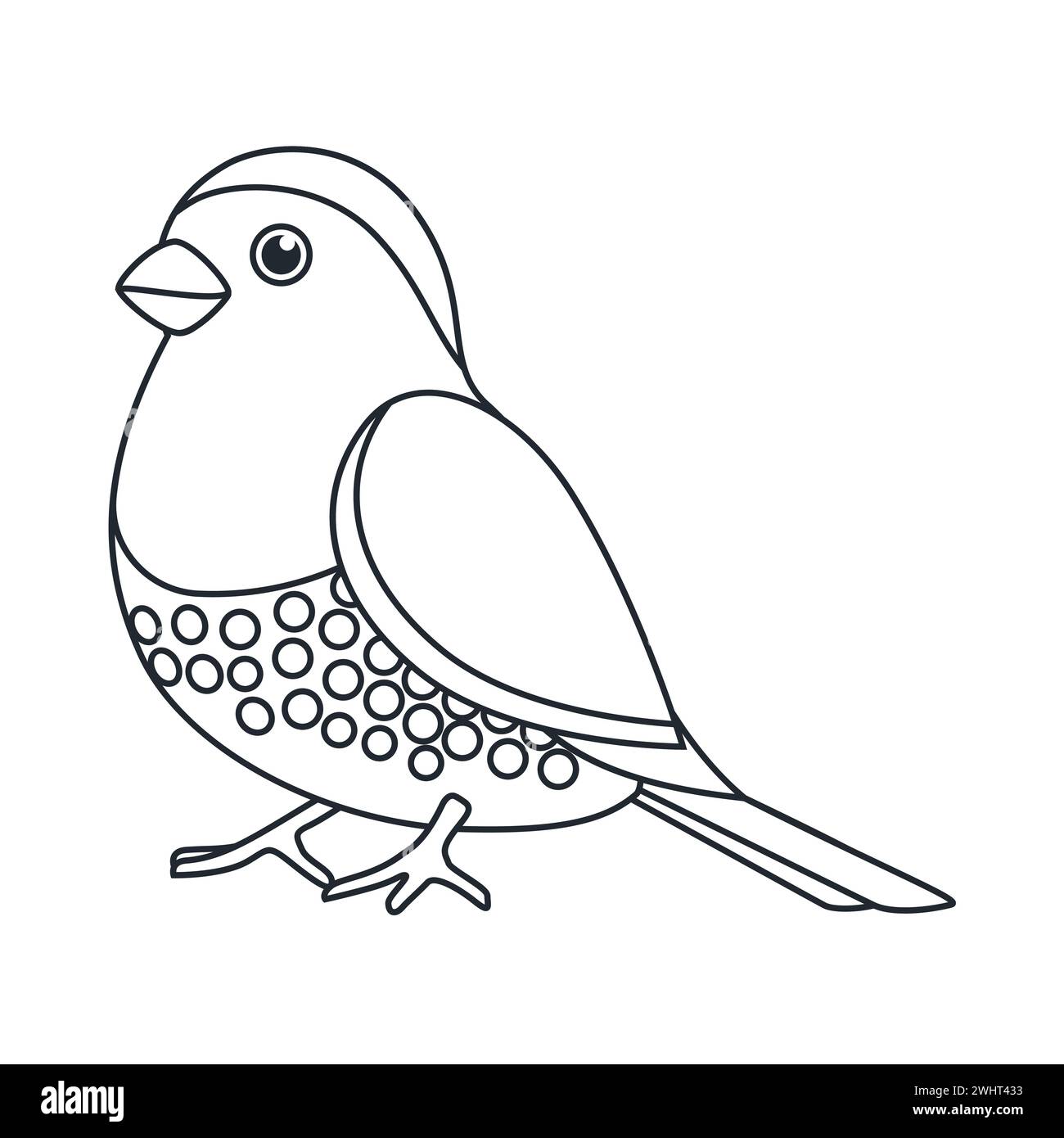 Little forest bird with folded wings, wild beautiful animal sitting vector illustration Stock Vector