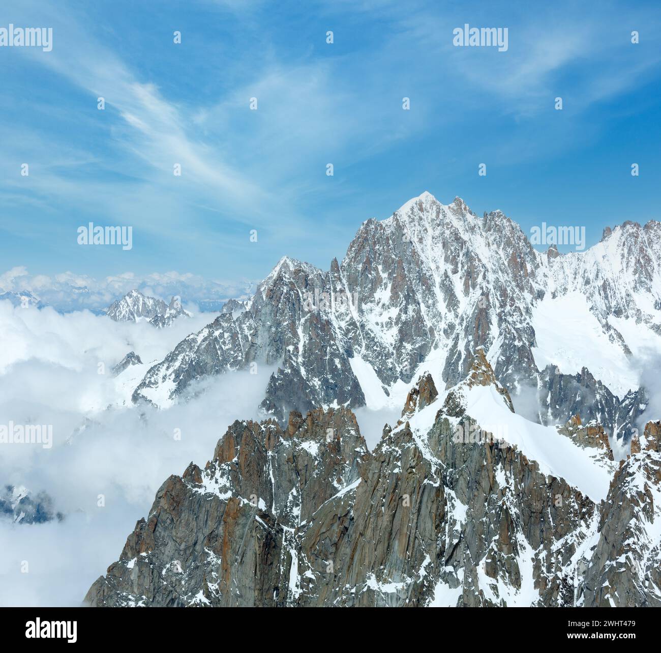 Mont Blanc mountain massif (view from Aiguille du Midi Mount, France ...