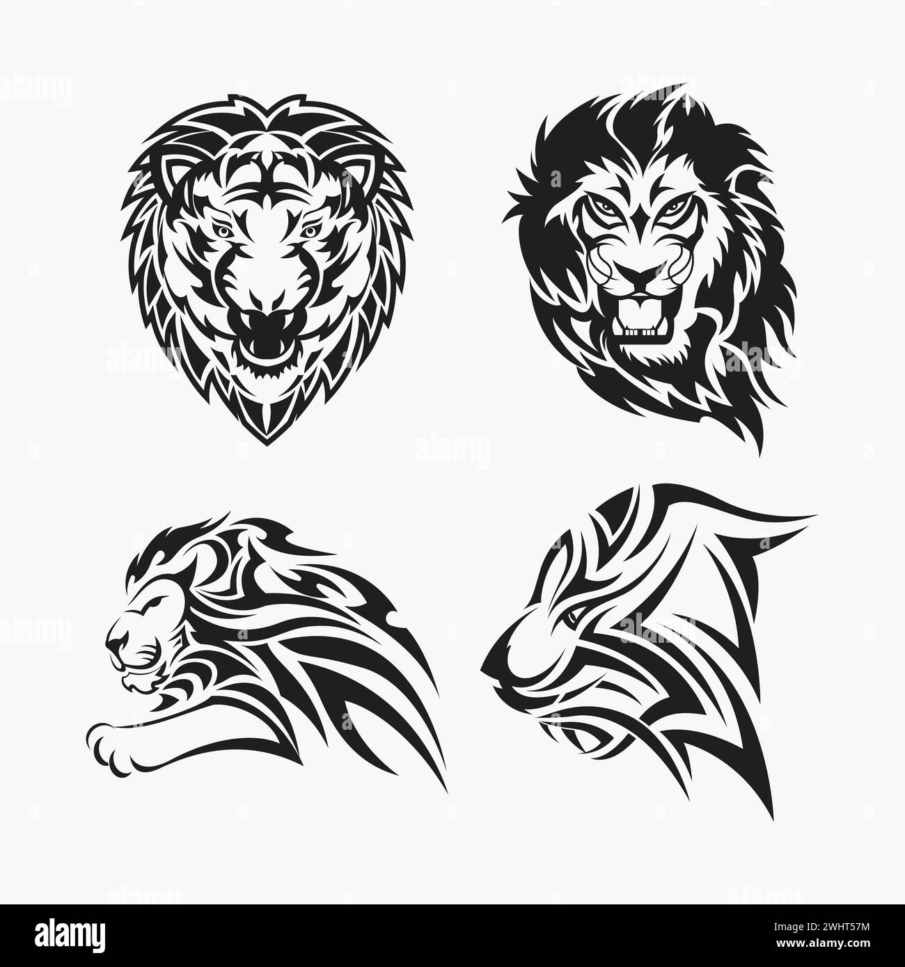 vector image illustration of a collection of lion logos Stock Vector ...