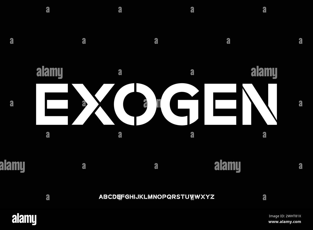 Modern geometric stencil type alphabet display font vector. Creative futuristic typeface Stock Vector