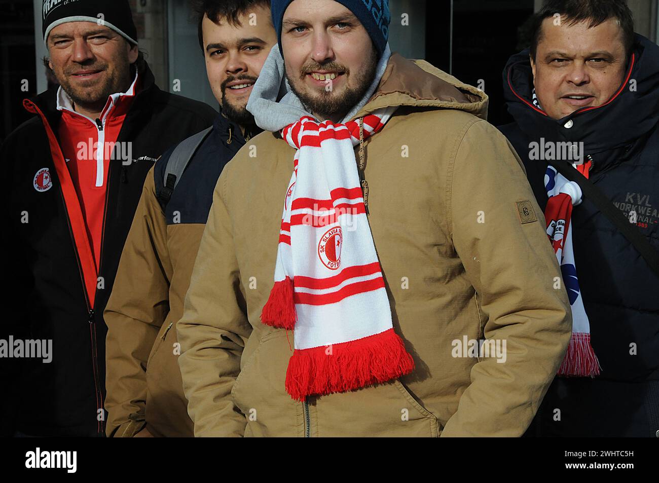 Copenhagen/Denmark 25.October 2018.. Football fns of team Sk.Slavi Praha football from Czech republic in Copenhagen  football match today in Denmark with danish football team .   (Photo. .Francis Joseph Dean / Deanpictures. Stock Photo