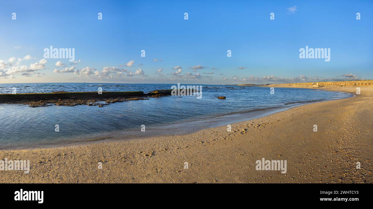 beautiful panorama of the seashore in Caesarea Israel Stock Photo