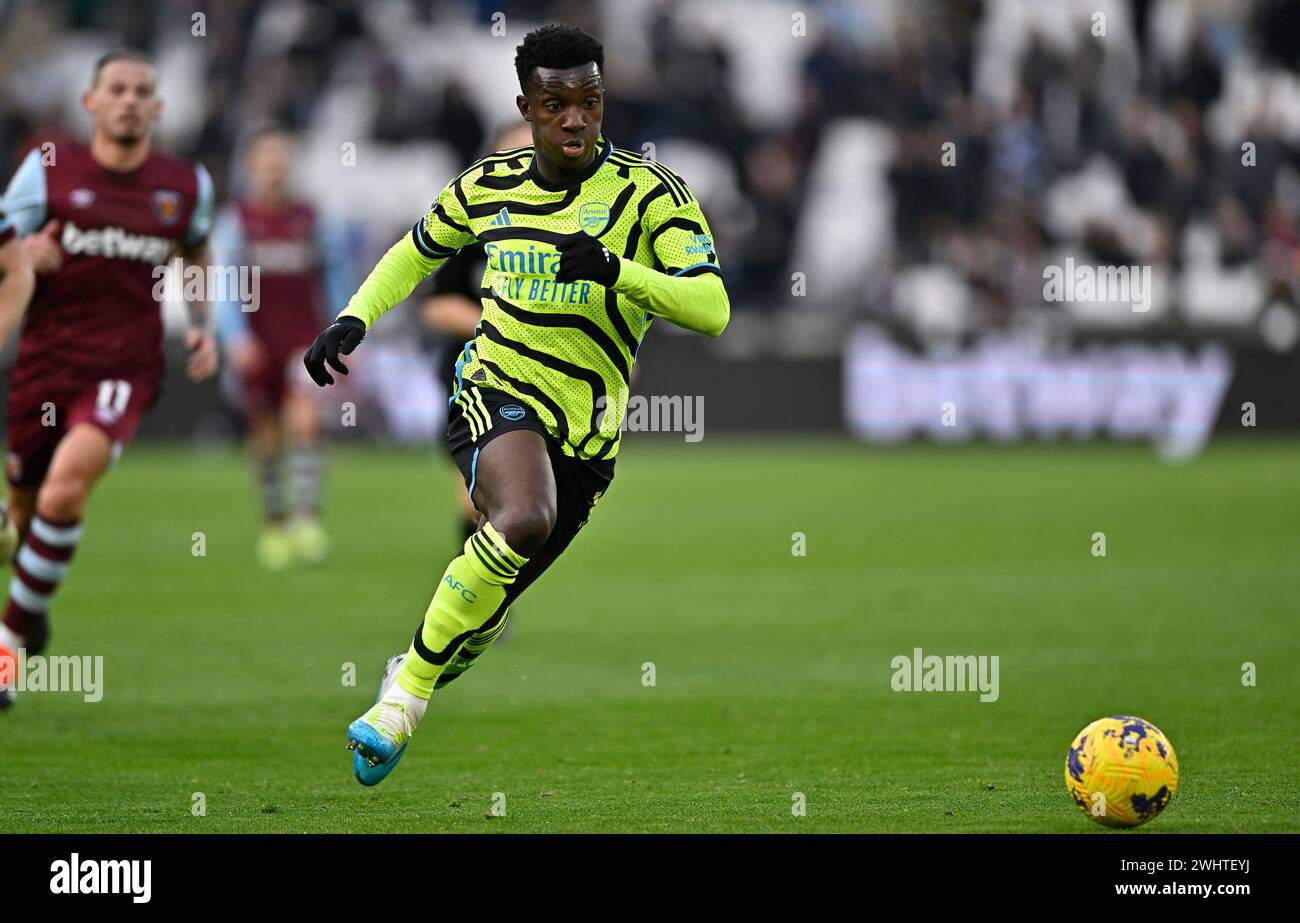 London, UK. 11th Feb, 2024. Eddie Nketiah (Arsenal) during the West Ham vs Arsenal Premier League match at the London Stadium Stratford. This Image is for EDITORIAL USE ONLY. Licence required from the the Football DataCo for any other use. Credit: MARTIN DALTON/Alamy Live News Stock Photo