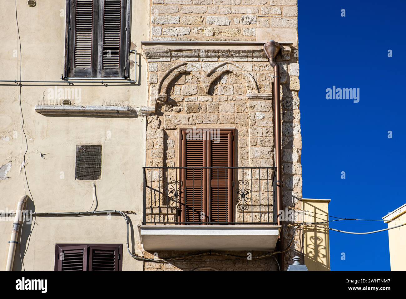 view of a detail of the historic district  of Old Bari, Puglia region (Apulia), southern Italy, Europe. Bari vecchia. Stock Photo