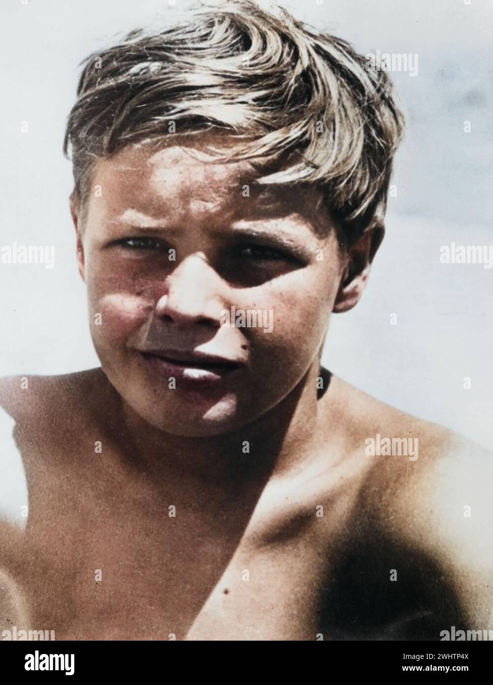 Photo of Marlon Brando, 10 years old, 1934 - colorized Stock Photo