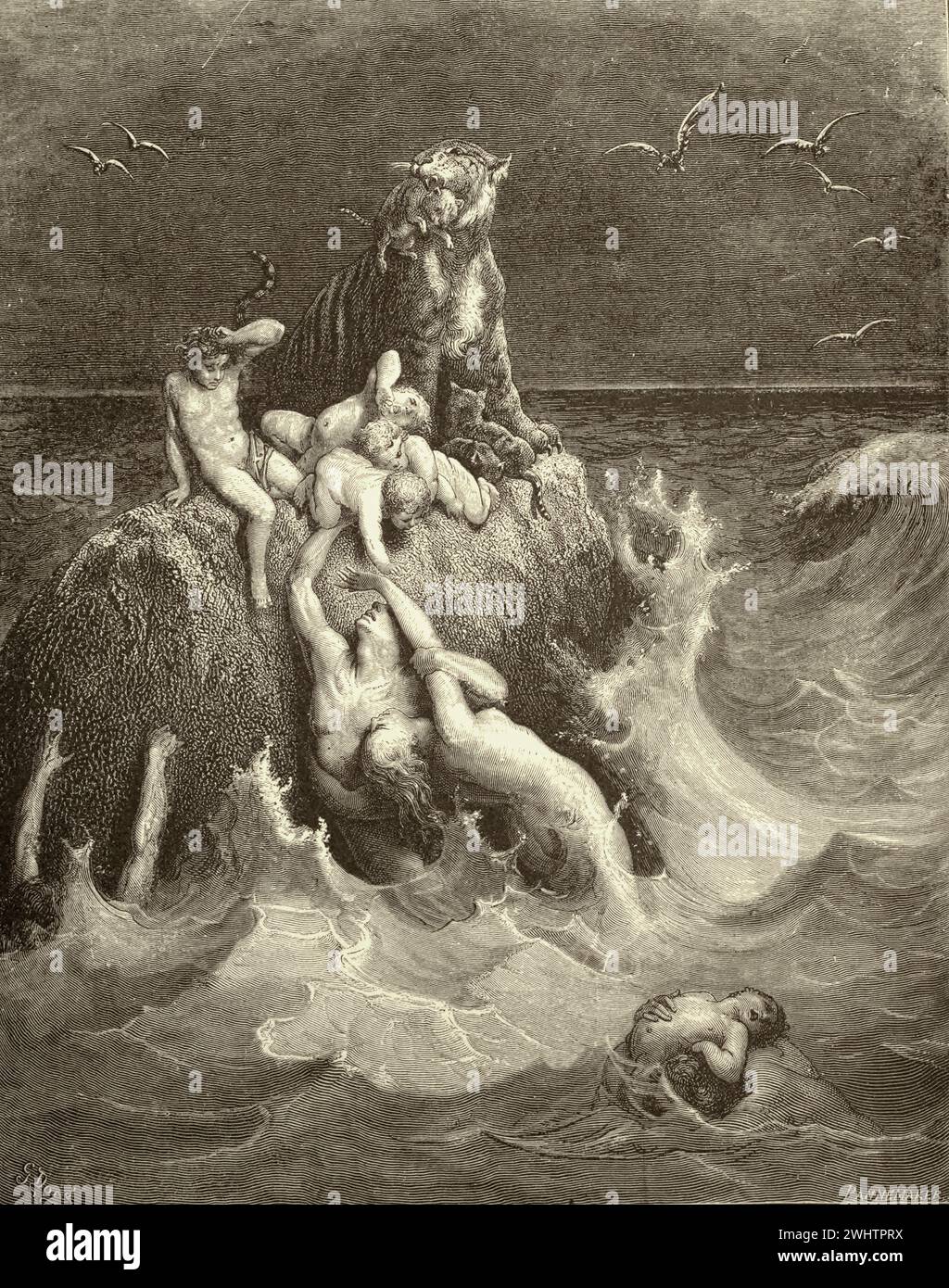 The Bible The Deluge- By Gustave Dorè Stock Photo