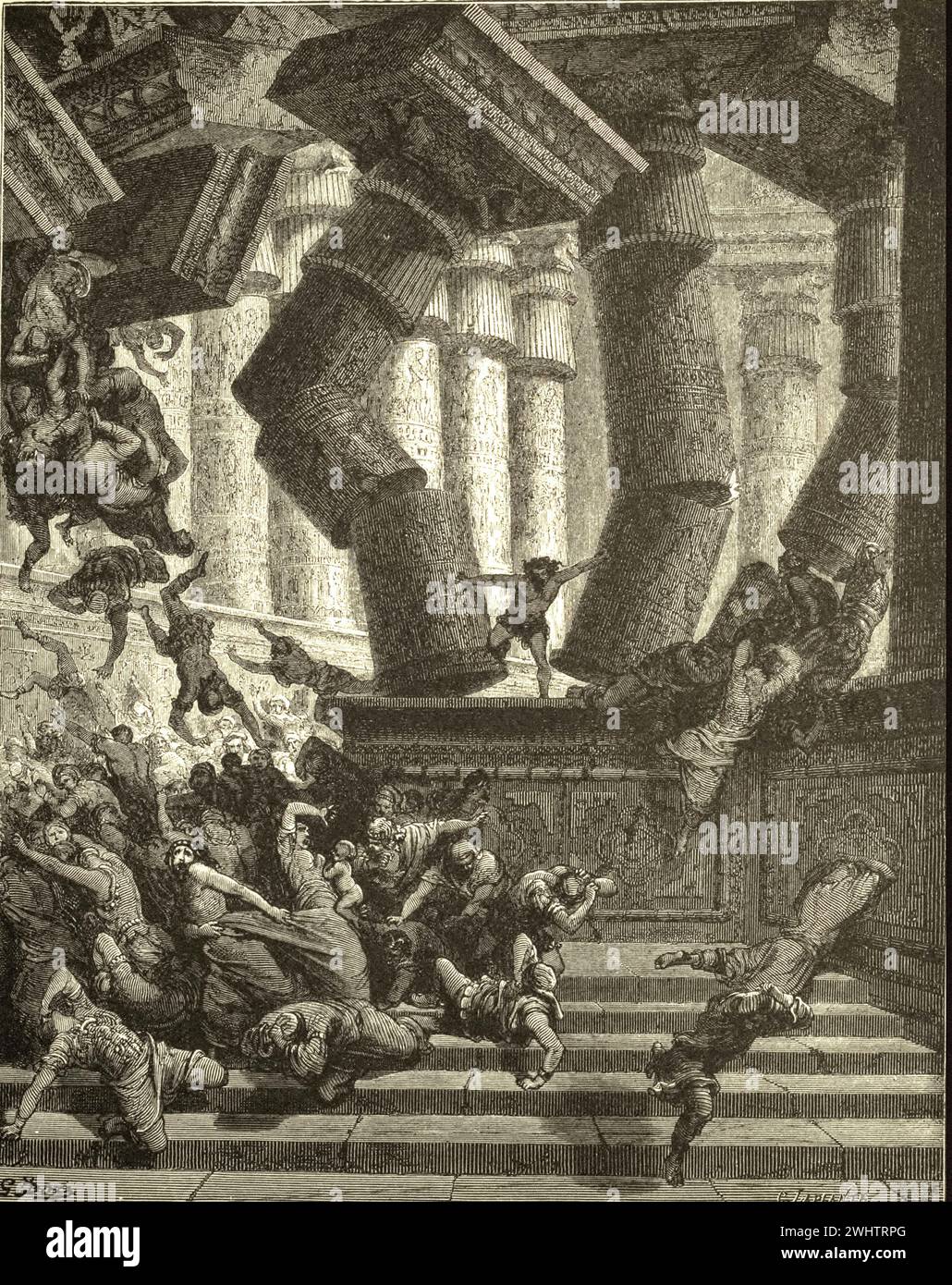 The Bible -Death of Samson  by Gustave Dorè Stock Photo
