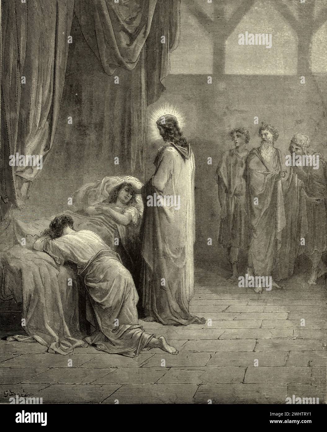 The Bible - Raising of the daughter of Jairus by Gustave Dorè Stock Photo