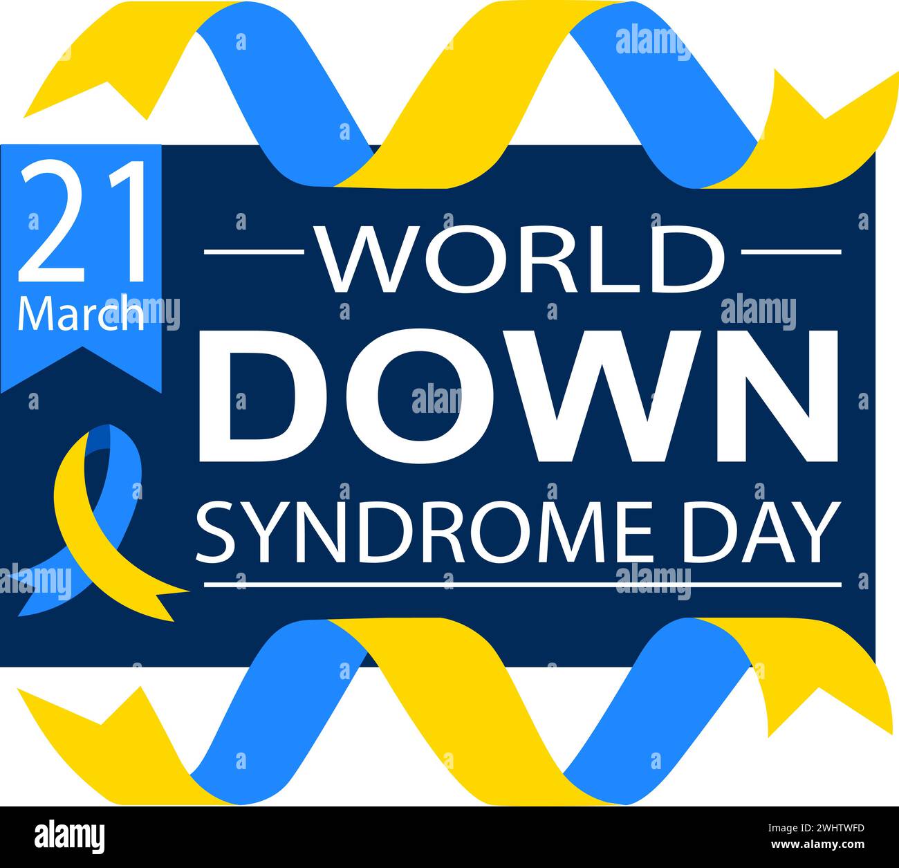 World Down Syndrome Day Ribbons And Inscription Down Syndrome Awareness Concept Vector 6796