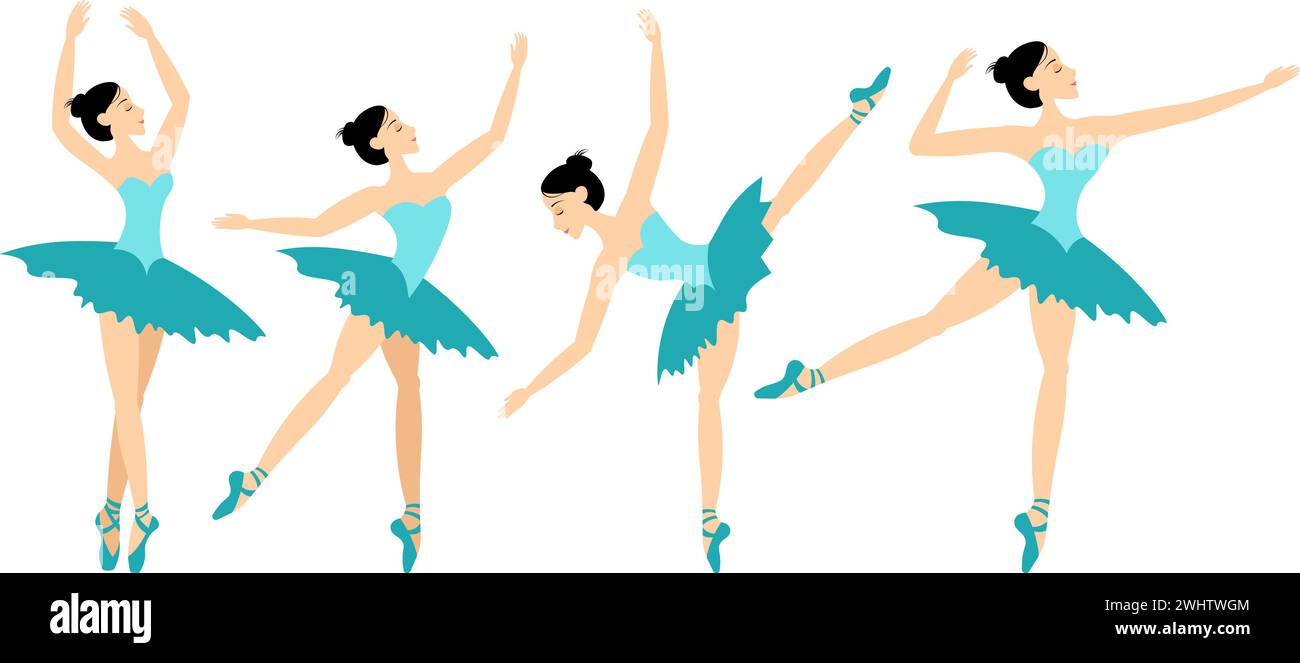 Classical ballet. Set of ballerinas in ballet poses. For your design, social networks, avatars and more. Vector illustration. Stock Vector