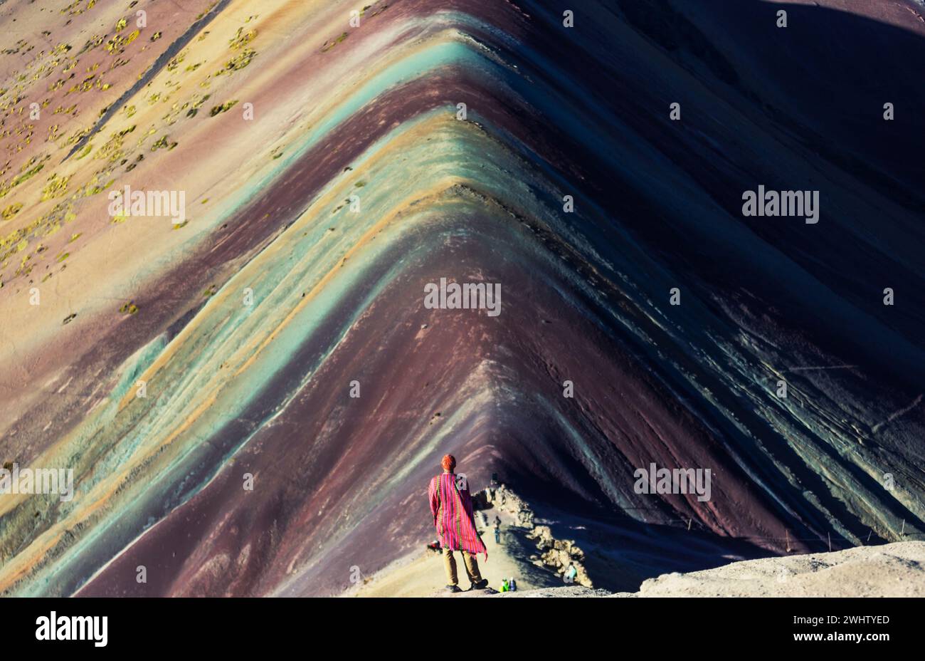 Rainbow Mountains, Pallay Puncho Apu Tacllo or Sharp Pointed Hill, Peru Stock Photo