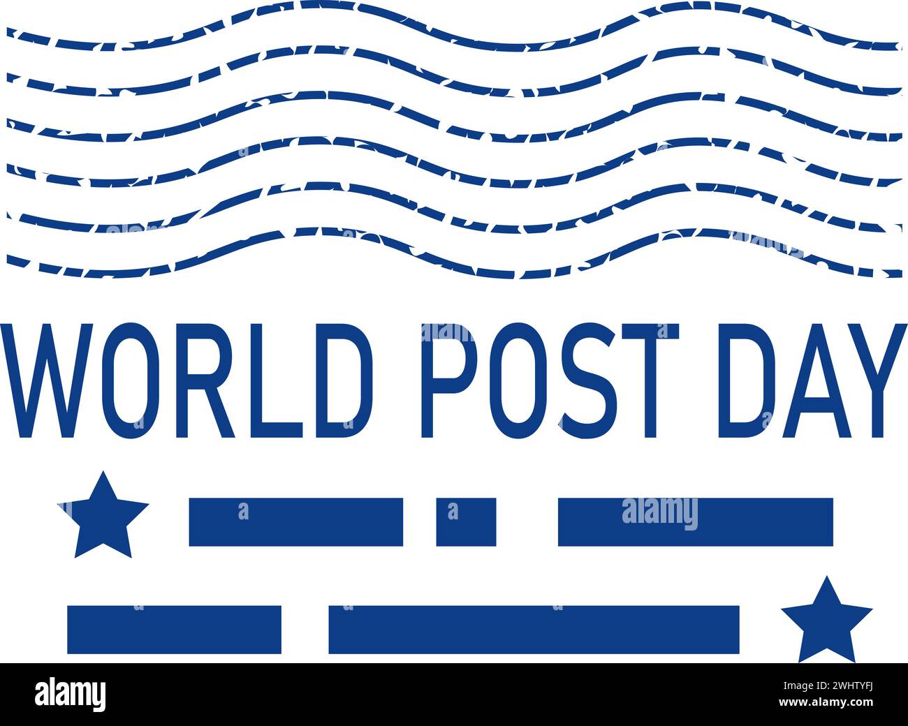 World Post Day. Blue wave, inscription and Morse code. Mail delivery ...