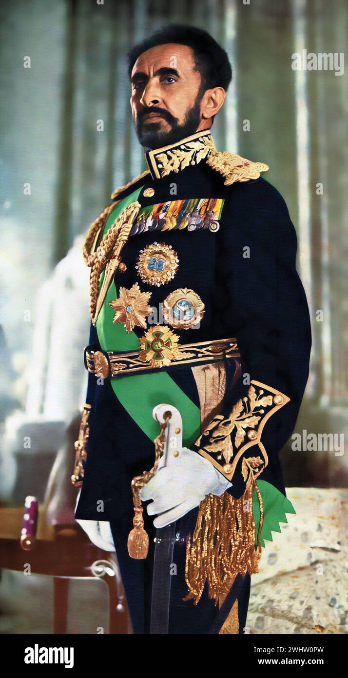 Haile Selassie. Portrait of the Emperor of Ethiopia, Haile Selassie I (1892-1975) in full dress uniform, 1970 Stock Photo