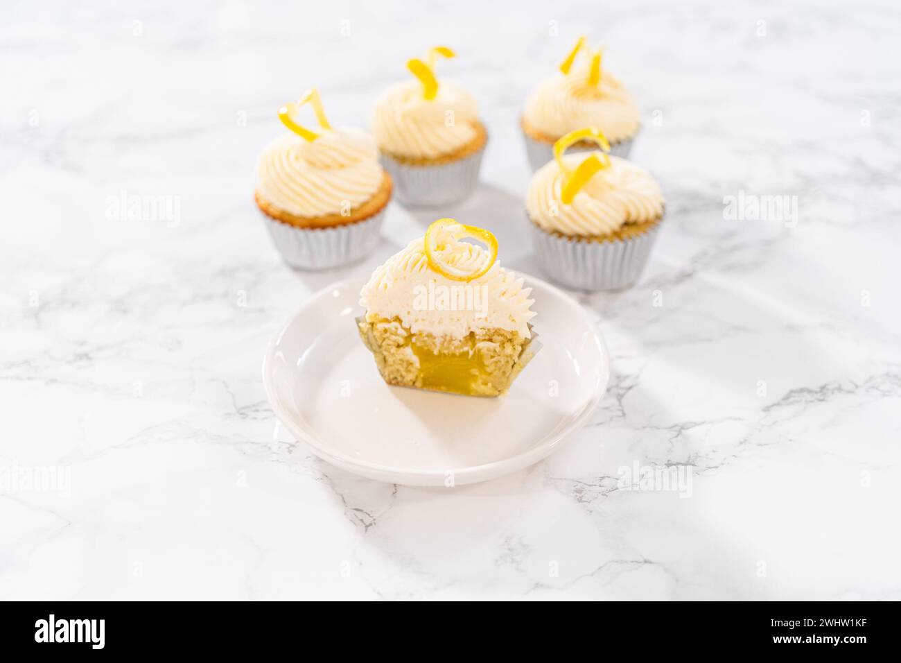 Lemon cupcakes Stock Photo