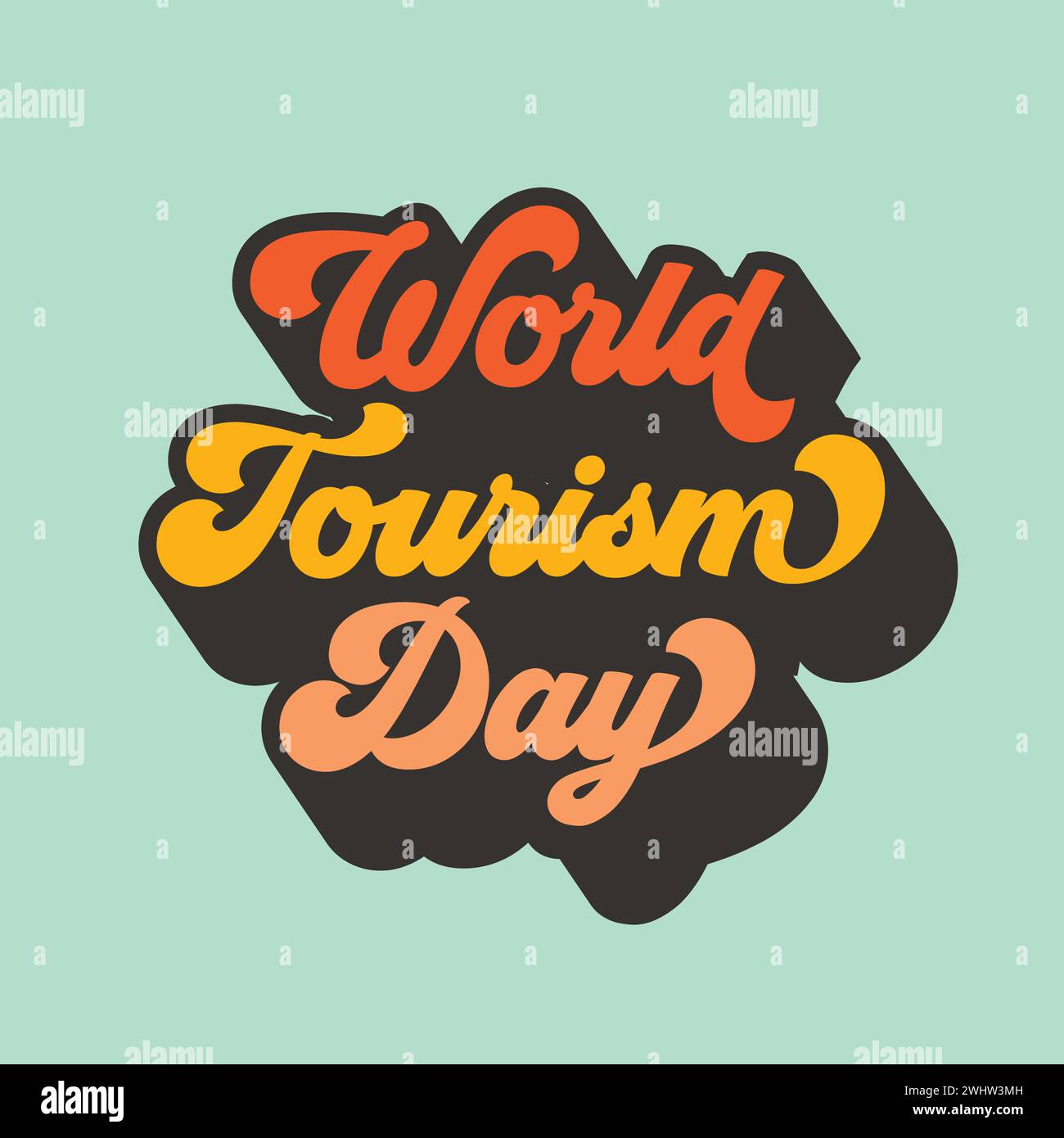 World Tourism Day vector retro style typography. Travel concept. Tourism Day banner, poster. Tour and Travel typography t shirt design. Stock Vector