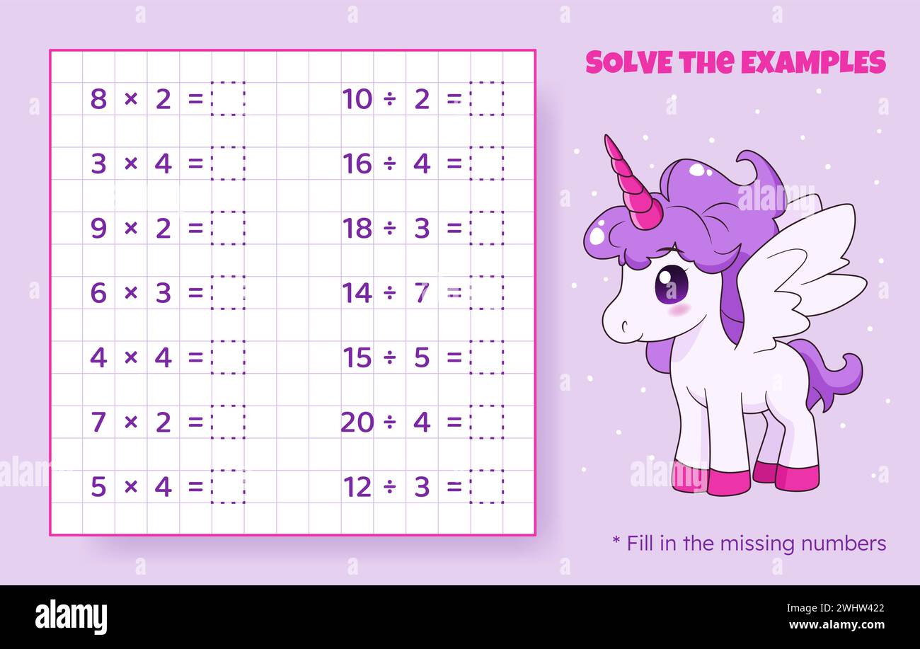 Math game for kids. Multiplication and division Stock Vector Image ...
