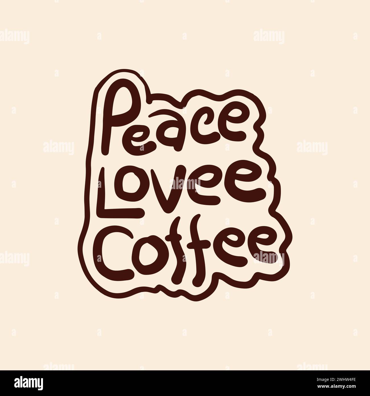 Coffee day hand drawn lettering quote for t shirt. Peace, love, coffee words typography vector illustration. Stock Vector