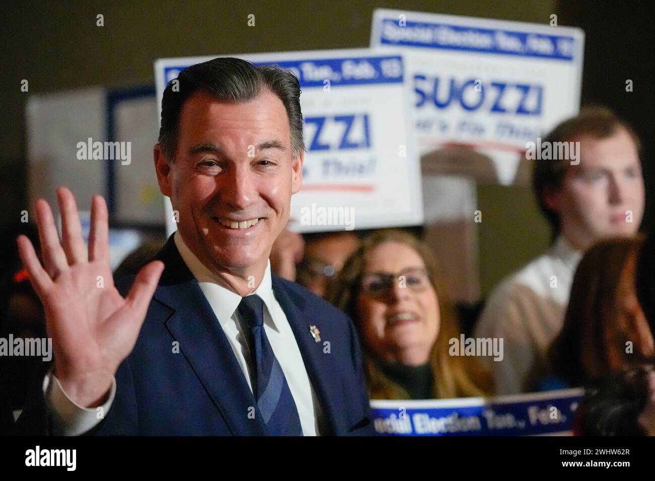 Former U.S. Rep. Tom Suozzi speaks during a campaign canvass kick off