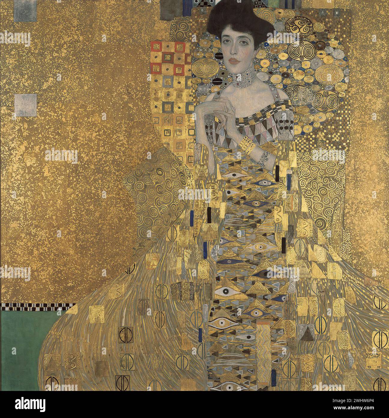 Tableau Aluminium Adèle De Gustav Klimt - Made In France, Impression Haute Définition, Résistant UV - 50x50 Cm, 3mm D'épaisseur