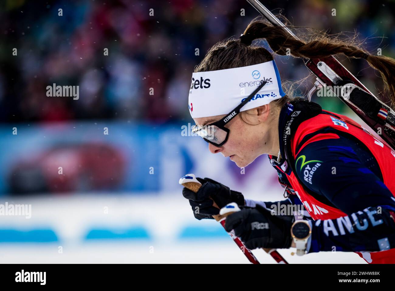 Jeanne Richard of France competes in the women's 10 km pursuit during