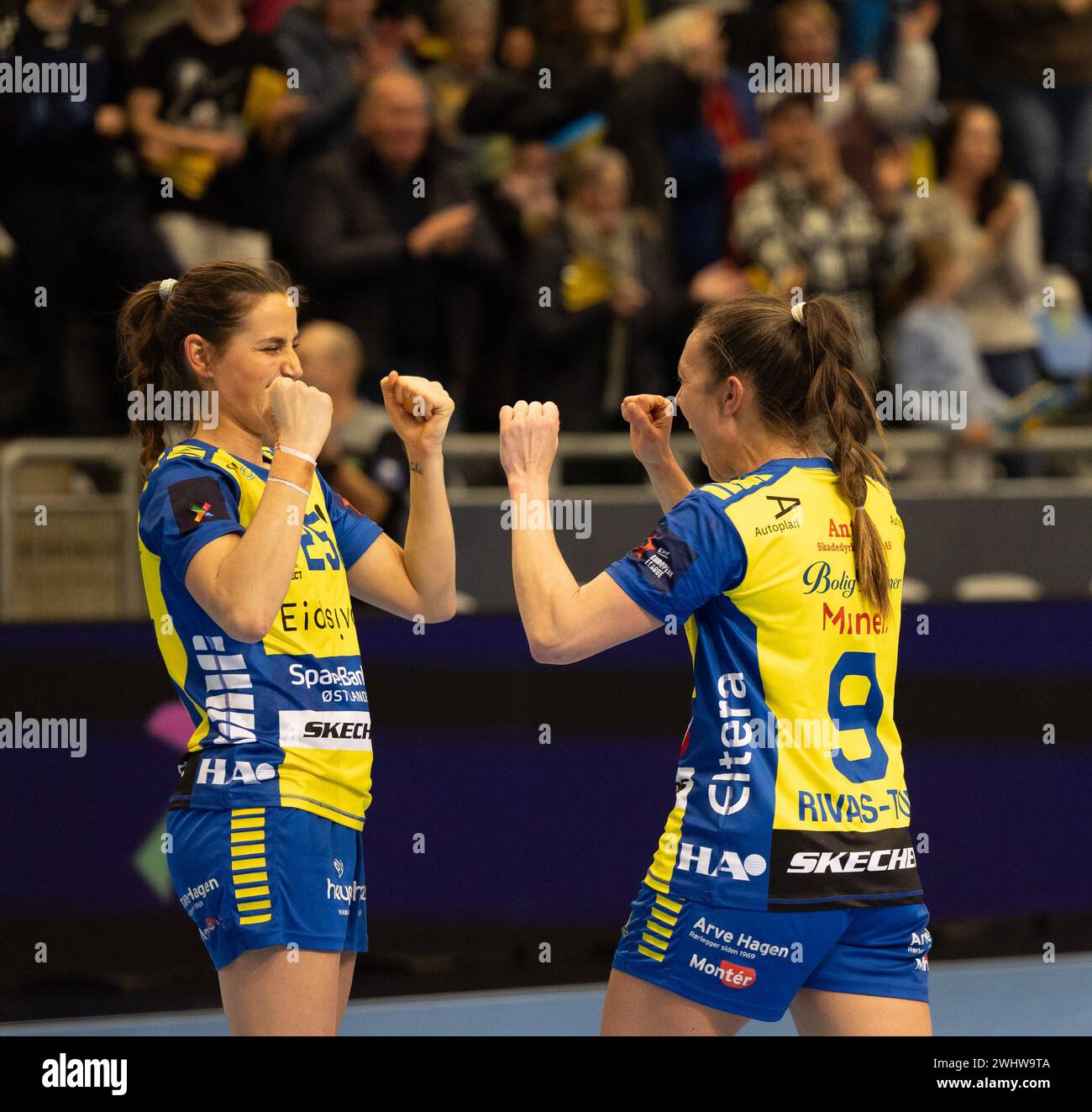 Hamar, Norway, February 11th 2024 Players of Storhamar celebrate after