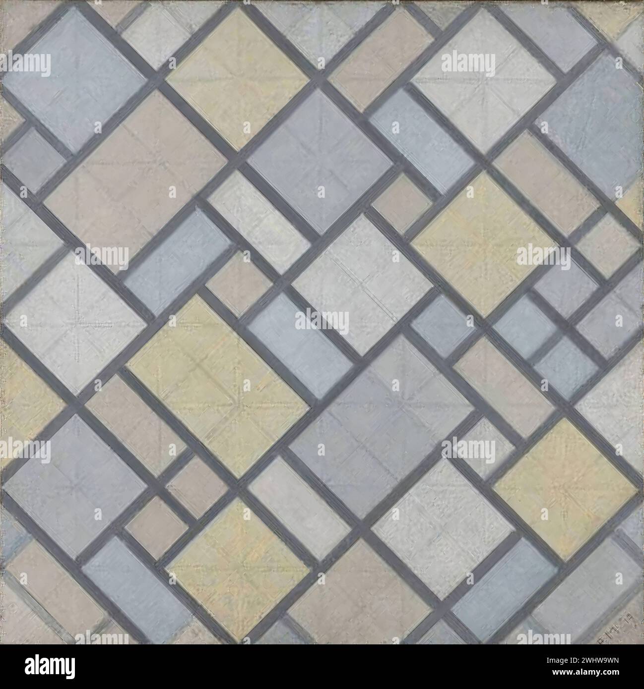 Piet Mondrian - Composition avec grille 5, losange et couleurs Stock Photo