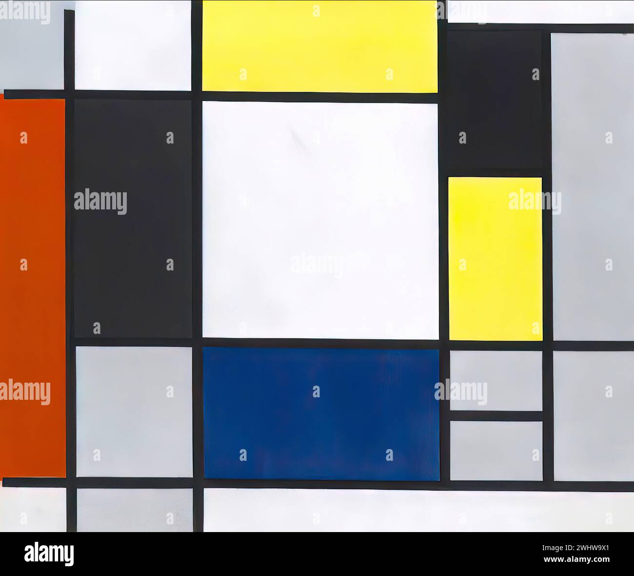 Piet Mondrian - Composition avec jaune, rouge, noir, bleu et gris Stock Photo