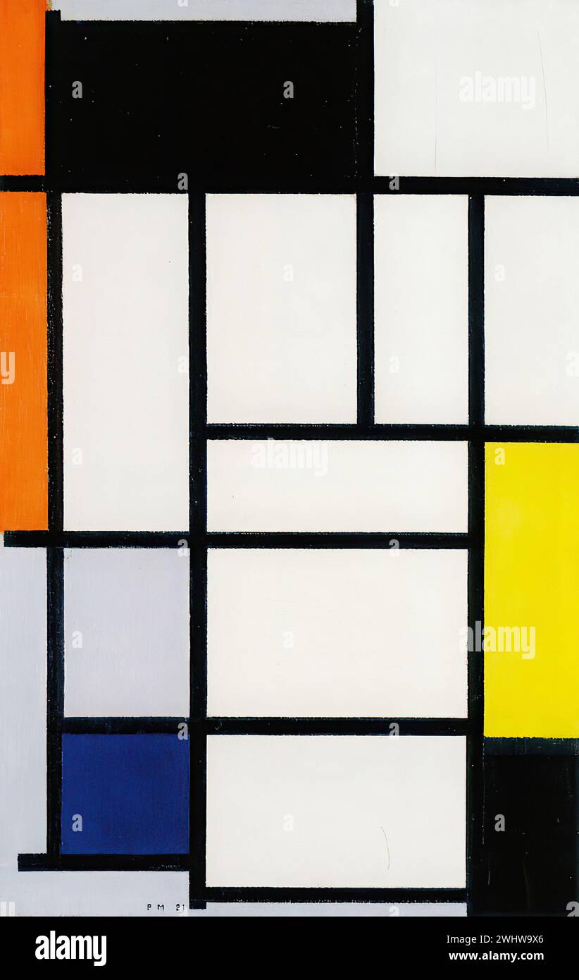 Piet Mondrian - Composition avec rouge, noir, jaune, bleu et gris Stock Photo