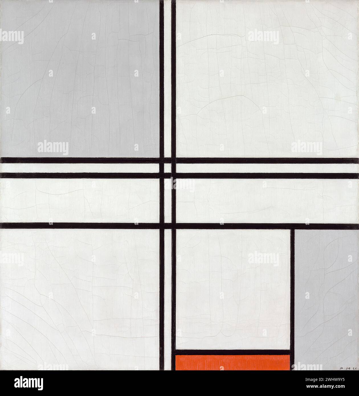 Piet Mondrian - Composition n° 1 gris-rouge Stock Photo