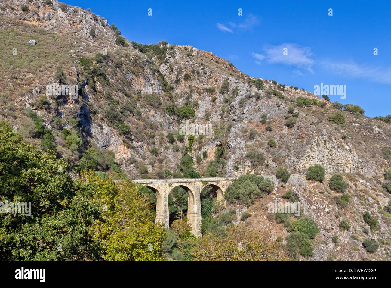 The bridge of Sima in Crete island, the highest built bridge in Crete and a construction miracle for the time it was built. Stock Photo