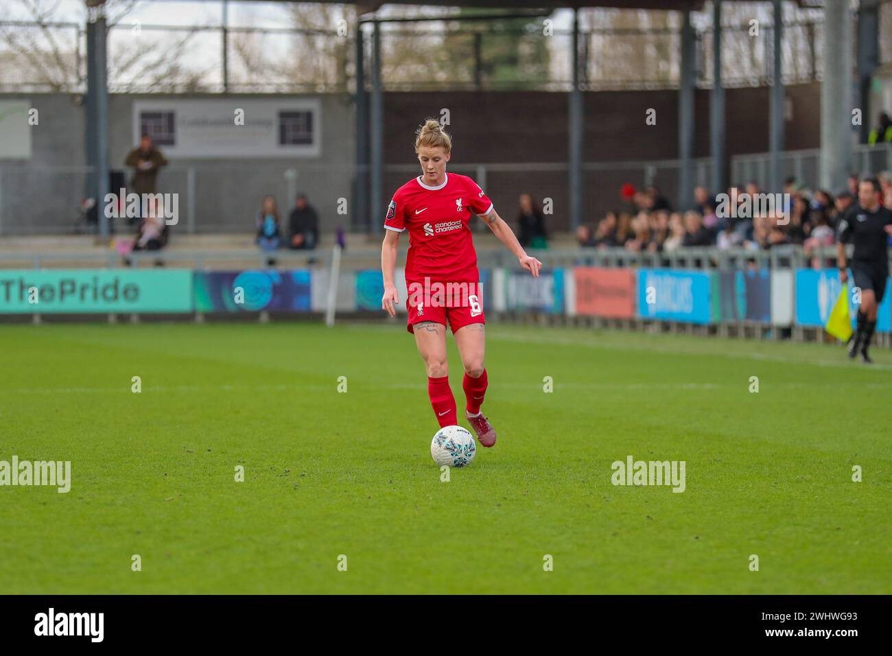 Dartford, UK. 11th Feb, 2024. Dartford, England, February 11th 2024 : Jasmine Matthews (6 Liverpool) in action during the Adobe Women's FA Cup game between London City Lionesses and Liverpool at the Princes Park Stadium Stadium in Dartford, England (Will Hope/SPP) Credit: SPP Sport Press Photo. /Alamy Live News Stock Photo
