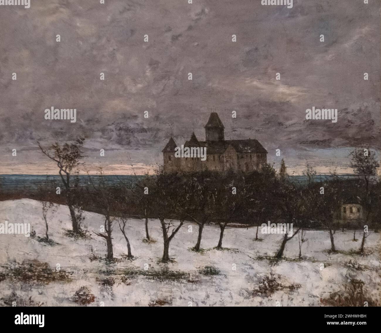 Gustave Courbet: 'Blonay Castle in Winter' (1875) Stock Photo