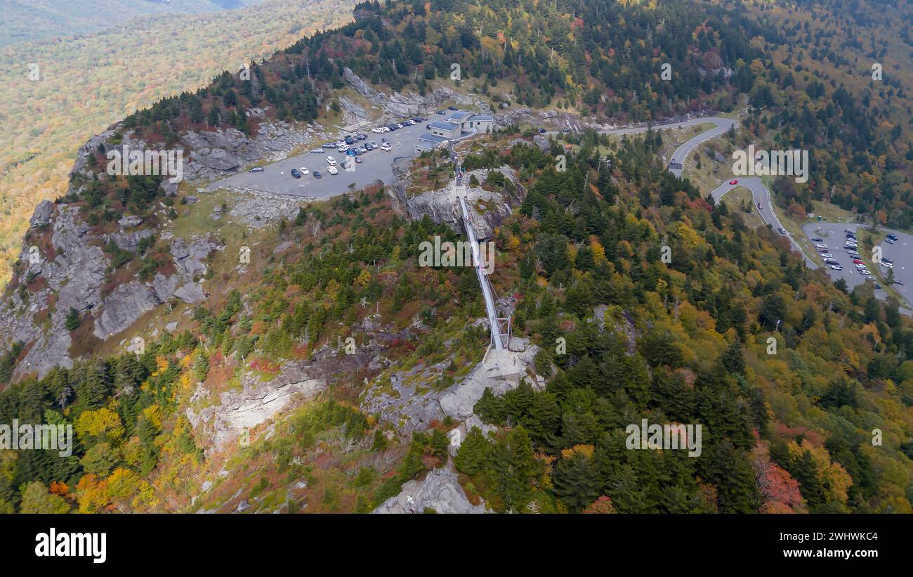 Aerial View Of Changing Fall Leaves In The Blue Ridge Mountains Near