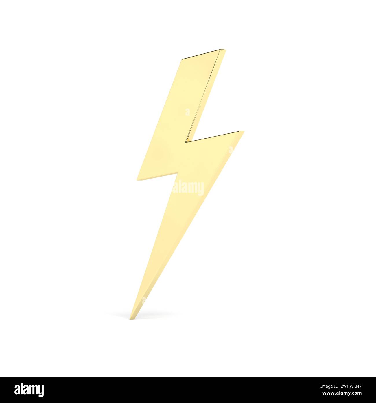 Thunderbolt. Thunder. Lightning bolt. Symbol. Icon. Gold. 3d illustration. Stock Photo